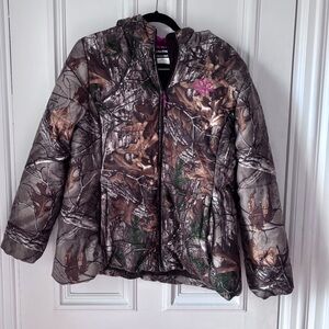 Women’s Realtree Xtra Camouflage Hooded Puffer Jacket Zip Front Size 2X